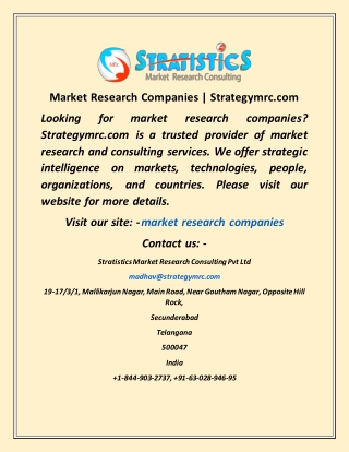 Market Research Companies  Strategymrc com