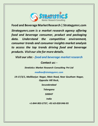 Food and Beverage Market Research  Strategymrc com