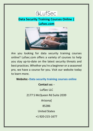 Data Security Training Courses Online | Lufsec.com