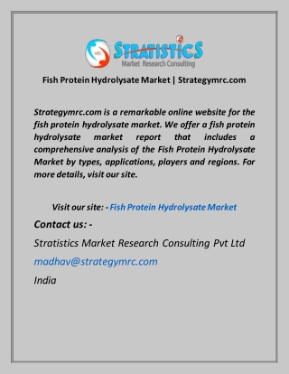 Fish Protein Hydrolysate Market  Strategymrc com