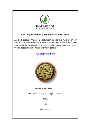 Red Dragon Kratom  Botanicalremediesllc.com