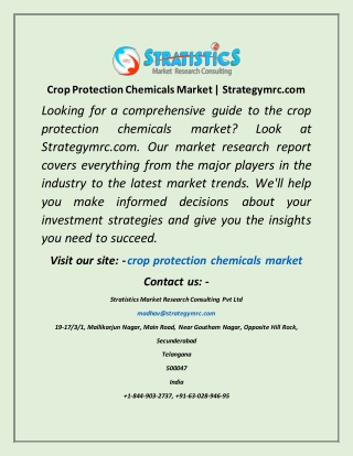 Crop Protection Chemicals Market  Strategymrc com