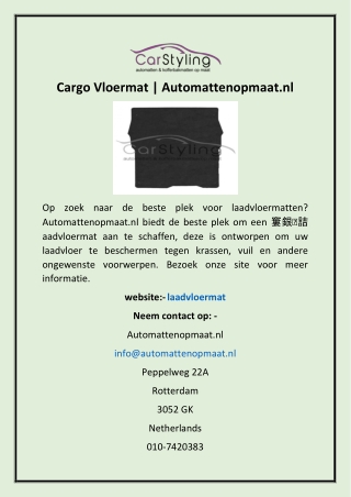 Cargo Vloermat | Automattenopmaat.nl
