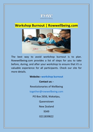 Workshop Burnout | Rowwellbeing.com