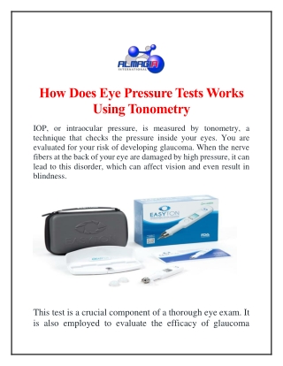 How Does Eye Pressure Tests Works Using Tonometry