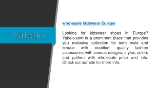 Wholesale Kidswear Europe  Yabelo.com