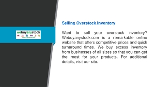 Selling Overstock Inventory  Webuyanystock.com