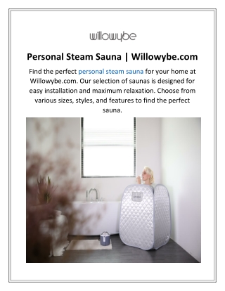 Personal Steam Sauna  Willowybe.com