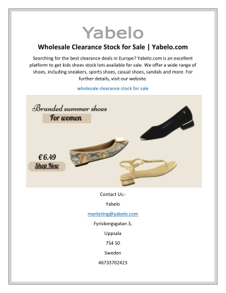 Wholesale Clearance Stock for Sale