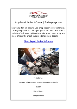 Shop Repair Order Software Turbogarage.com