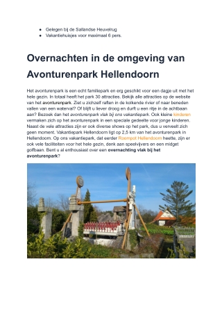 Overnachten in de omgeving van Avonturenpark Hellendoorn