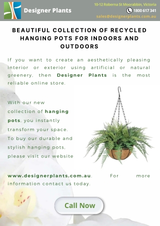 Beautiful collection of recycled hanging pots for indoors and outdoors