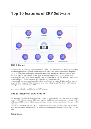Top 10 features of ERP Software