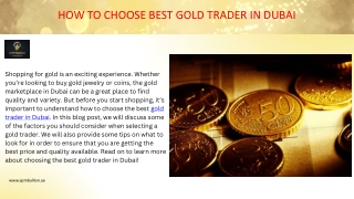 How To Choose Best Gold Trader In Dubai