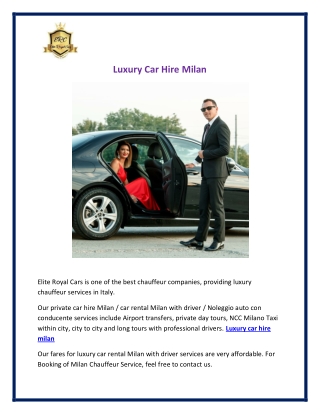 Luxury Car Hire Milan