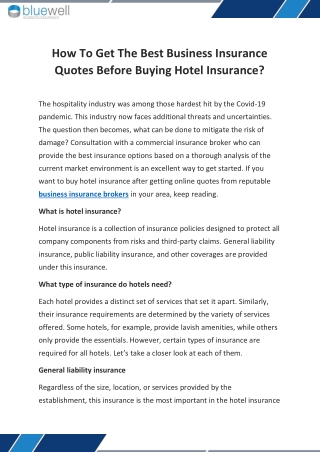 The Best Hotel Insurance