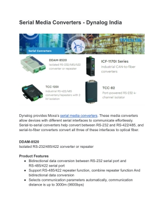 Serial Media Converters - Dynalog India