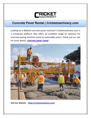 Concrete Paver Rental | Cricketmachinery.com