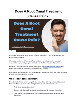 Does A Root Canal Treatment Cause Pain?