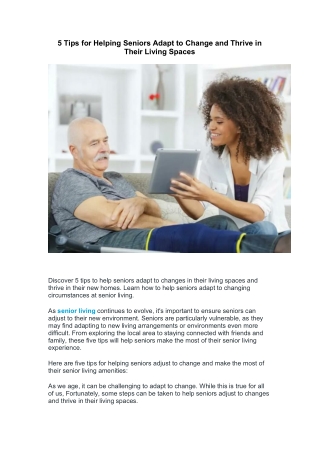 5 Tips for Helping Seniors Adapt to Change and Thrive in Their Living Spaces