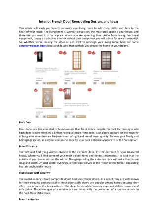 Interior French Door Remodeling Designs and Ideas