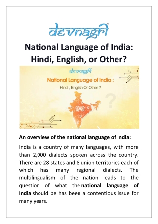 National Language of India: Hindi, English, or Other?