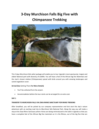 3-Day Murchison Falls Big Five with Chimpanzee Trekking