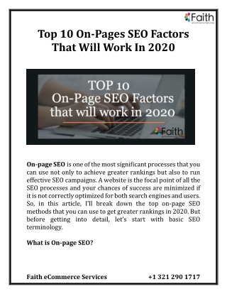 Top 10 On-Pages SEO Factors That Will Work In 2020