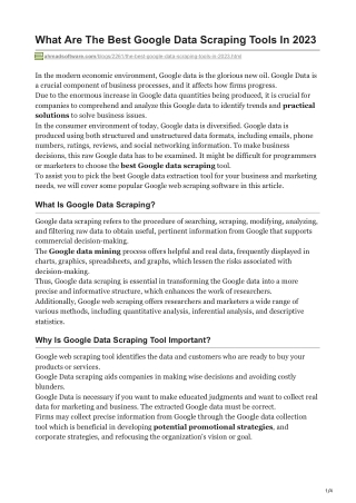 1What Are The Best Google Data Scraping Tools In 2023