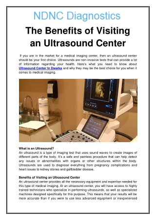 The Benefits of Visiting an Ultrasound Center