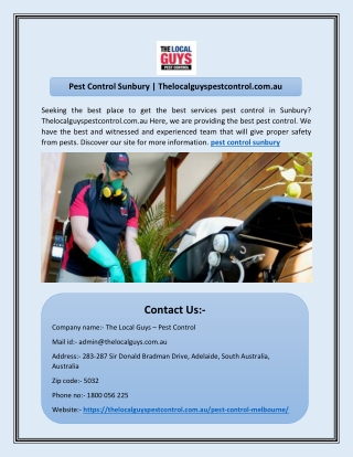 Pest Control Sunbury | Thelocalguyspestcontrol.com.au