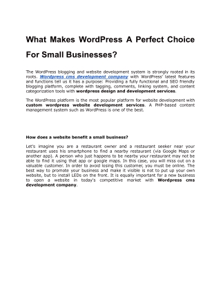 What Makes WordPress A Perfect Choice For Small Businesses