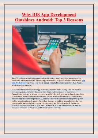 Why iOS App Development Outshines Android- Top 3 Reasons