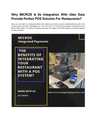 Why MICROS & Its Integration With Uber Eats Provide Perfect POS Solution For Restaurants_