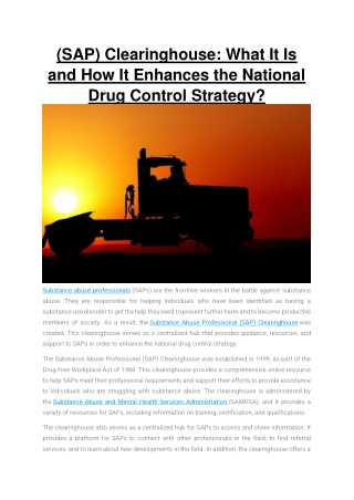 What It Is and How It Enhances the National Drug Control Strategy.docx