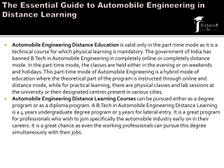 The Essential Guide to Automobile Engineering in Distance Education (1)