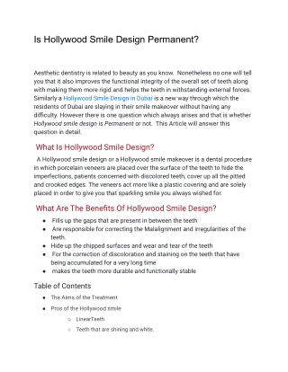 Is Hollywood Smile Design Permanent