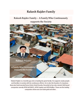 Rakesh Rajdev Family – A Family Who Continuously supports the Society