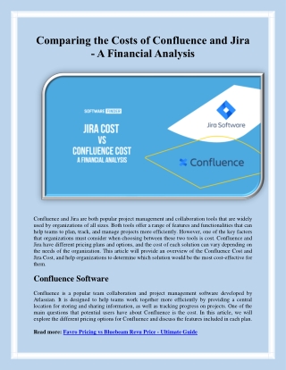 Comparing the Costs of Confluence and Jira - A Financial Analysis