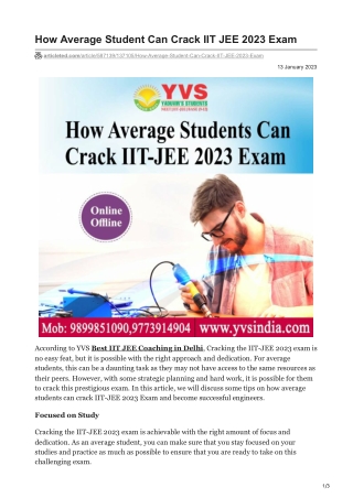 How Average Student Can Crack IIT JEE 2023 Exam