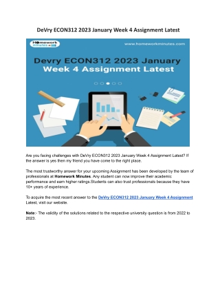 DeVry ECON312 2023 January Week 4 Assignment Latest