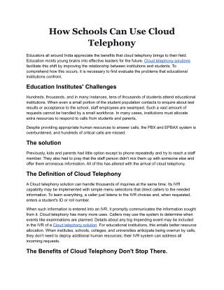 How schools can use Cloud Telephony.