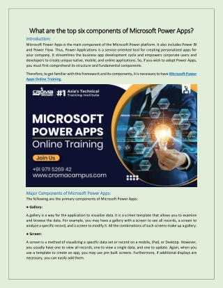 What are the top six components of Microsoft Power Apps