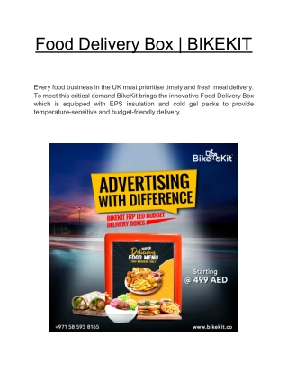 Food Delivery Box  | BIKEKIT
