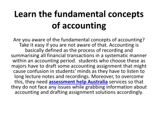 Learn the fundamental concepts of accounting