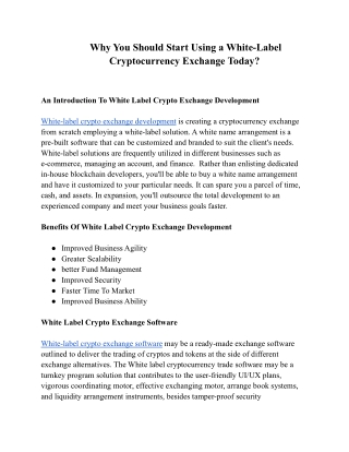 Why You Should Start Using a White-Label Cryptocurrency Exchange Today