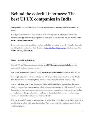 Behind the colorful interfaces- The best UI UX companies in India---