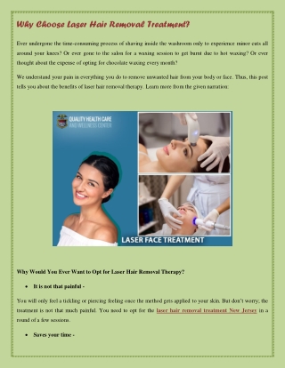 Why Choose Laser Hair Removal Treatment