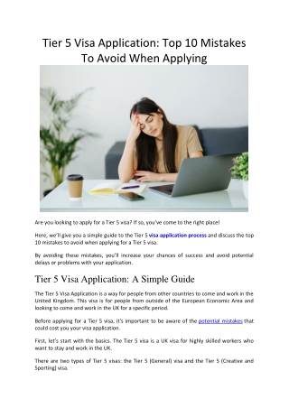 Tier 5 Visa Application: Top 10 Mistakes To Avoid When Applying