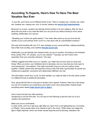 According To Experts, Here's How To Have The Best Vacation Sex Ever